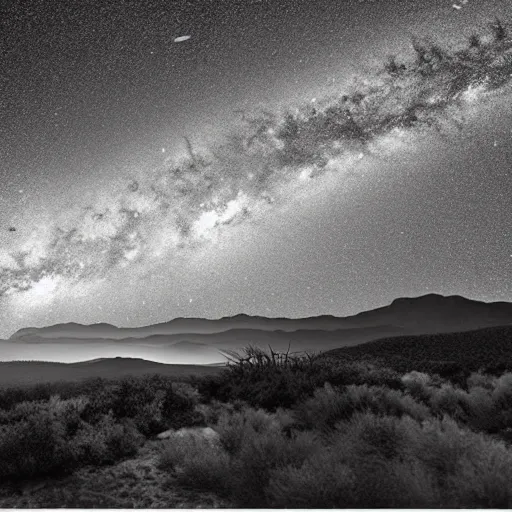 Prompt: stunning photograph of the milky way taken by ansel adams