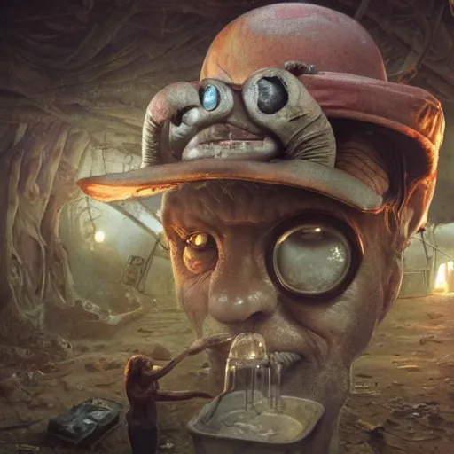 Image similar to hyperrealistic mixed media image of Squidbillies, stunning 3d render inspired art by István Sándorfi and Greg Rutkowski, perfect facial symmetry, realistic, highly detailed attributes and atmosphere, dim volumetric cinematic lighting, 8k octane extremely hyper-detailed render, post-processing, masterpiece,