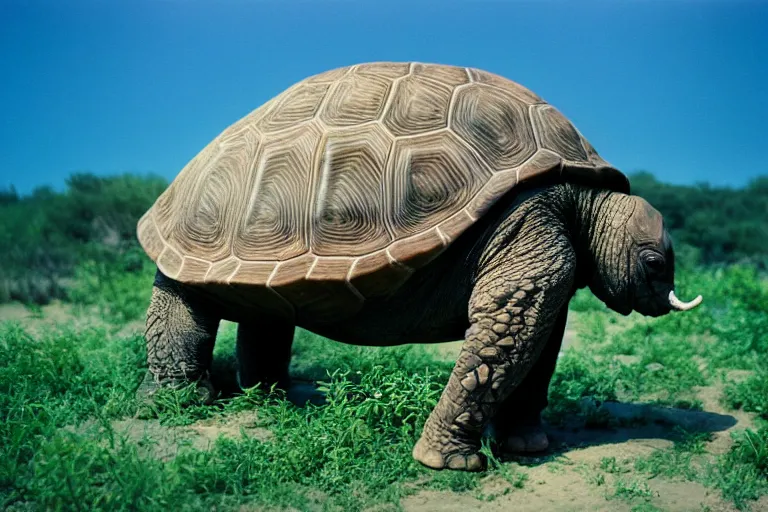 Image similar to a photo of a turtle elephant in its natural habitat, kodak ektachrome e 1 0 0 photography