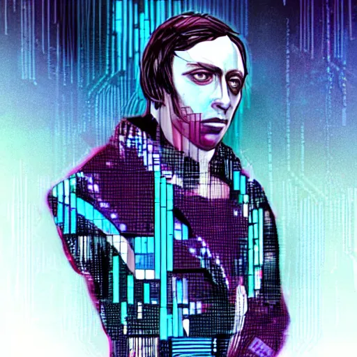 Image similar to Chopin as a cyberpunk character