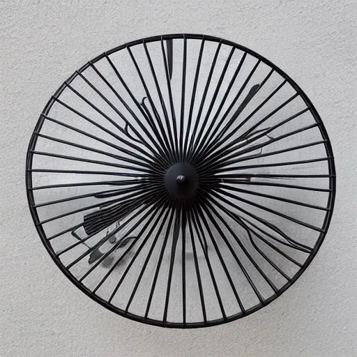 Prompt: 50's styled retro metallic table fan