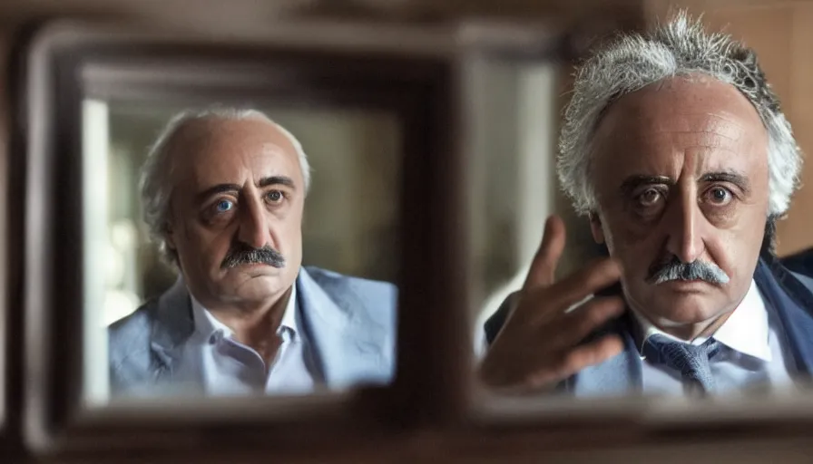 Image similar to hyper-realistic and anamorphic 2010s movie still of Giovanni Falcone, by Paolo Sorrentino, Leica SL2 30mm, beautiful color, high quality, high textured, eyes reflection, detailed eyes