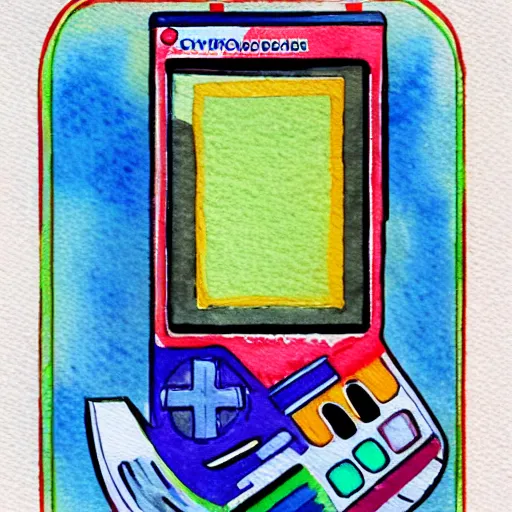 Prompt: game boy color, watercolor painting