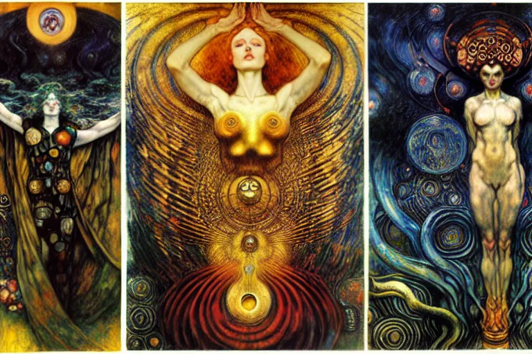 Image similar to Divine Chaos Engine by Karol Bak, Jean Delville, William Blake, Gustav Klimt, and Vincent Van Gogh, symbolist, visionary