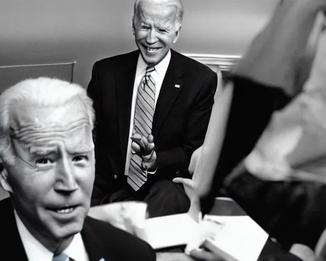 Image similar to president joe biden face to face with president joe biden, nikon 3 5 mm, photograph