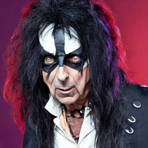 Prompt: Alice Cooper as a dark superhero