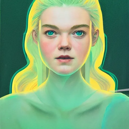 Image similar to Elle Fanning in glowing green radiation picture by Sachin Teng, asymmetrical, dark vibes, Realistic Painting , Organic painting, Matte Painting, geometric shapes, hard edges, graffiti, street art:2 by Sachin Teng:4