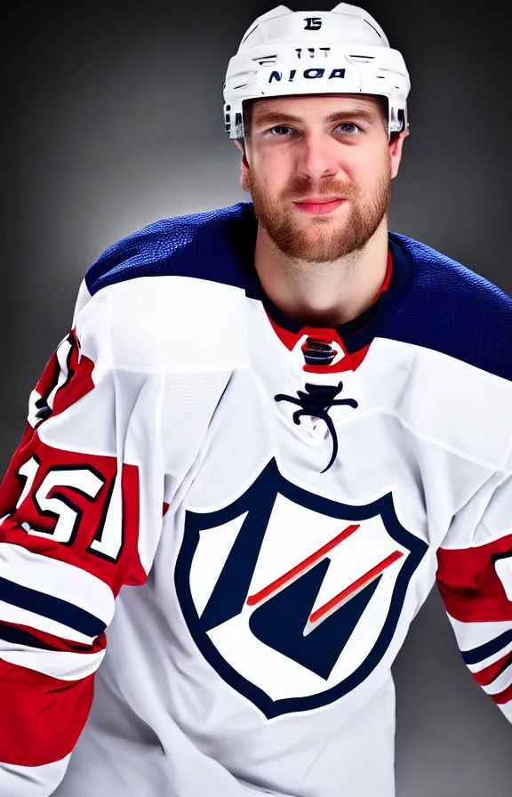 Image similar to nhl player portrait 4 k photography