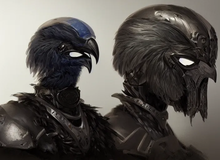 Image similar to portrait of raven themed helmet. concept art contest winner by christoph ferreira ( 2 0 0 7 ).
