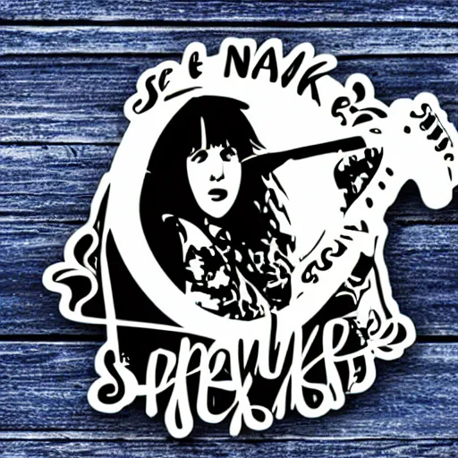 Image similar to stevie nicks playing guitar and singing, sticker - art, svg vector, adobe - illustrator