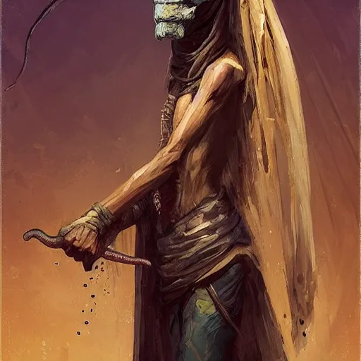 Image similar to a mummy with a snake head, by greg rutkowski, in the style of magic the gathering