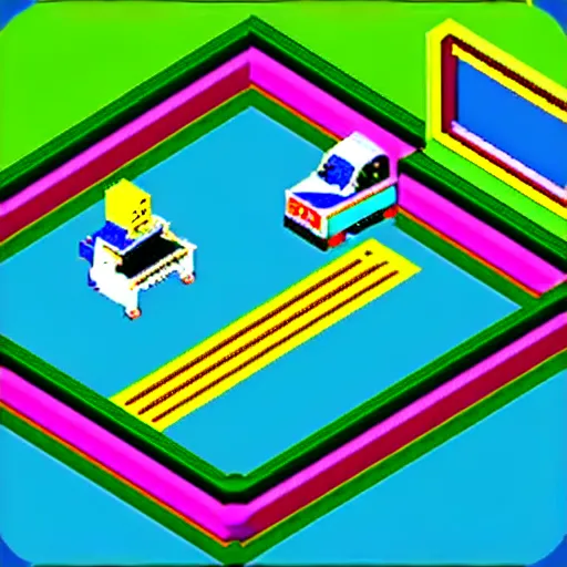 Image similar to isometric formula 1 game 1990s