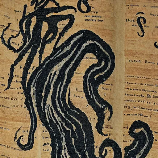 Image similar to dead sea scrolls depicting the return of cthulhu