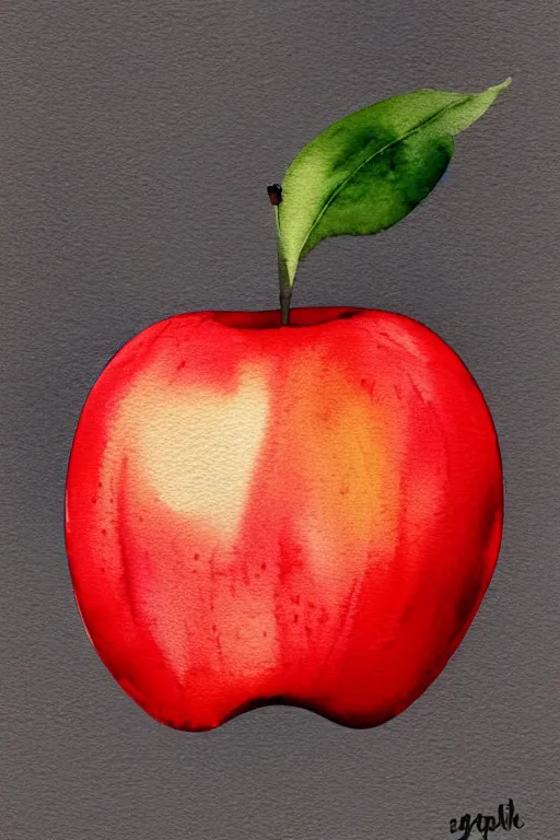 Image similar to minimalist watercolor art of an apple, illustration, vector art