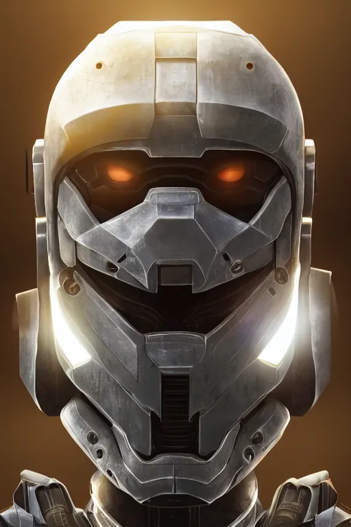 Image similar to robot ninja mask helmet halo master chief radiating a glowing aura global illumination ray tracing hdr fanart arstation by ian pesty and katarzyna da „ bek - chmiel