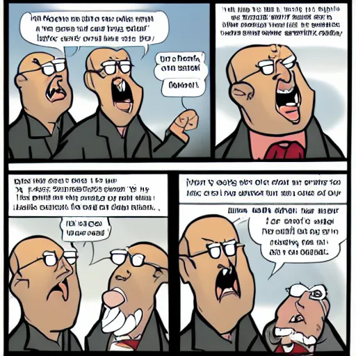 Image similar to uncle junior soprano screaming about the eternal fires of hell cartoon strip