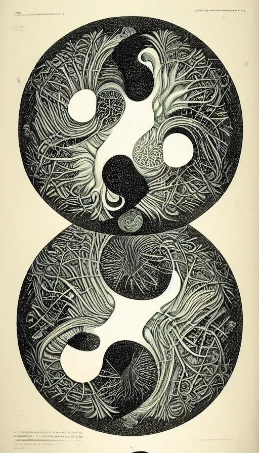 Image similar to Abstract representation of ying Yang concept, by Ernst Haeckel