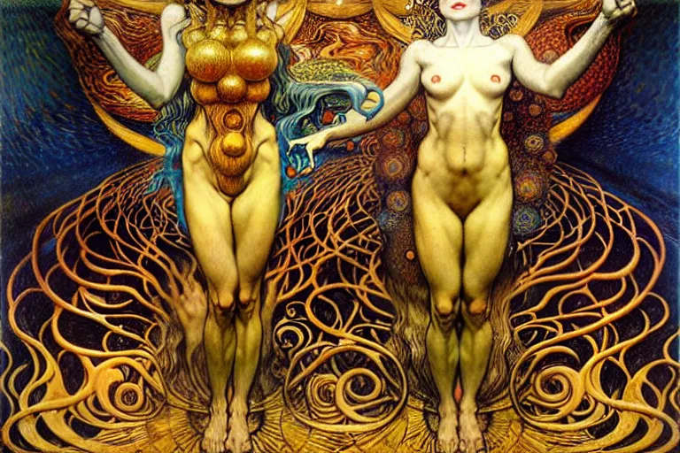 Image similar to Divine Chaos Engine by Karol Bak, Jean Delville, William Blake, Gustav Klimt, and Vincent Van Gogh, symbolist, visionary