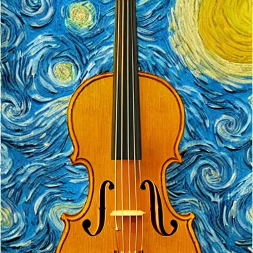 Image similar to a yellow violin as a van gogh painting