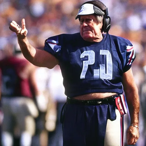 Image similar to A still image of coach Belichick in 'Gladiator'(2000)