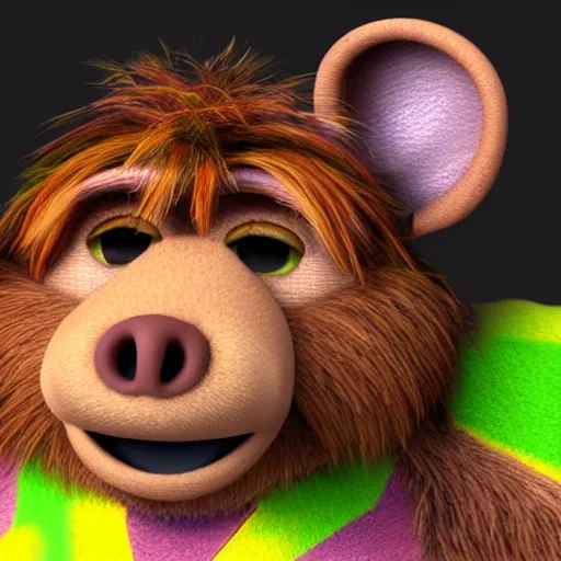 Prompt: colorful 3D render of ALF