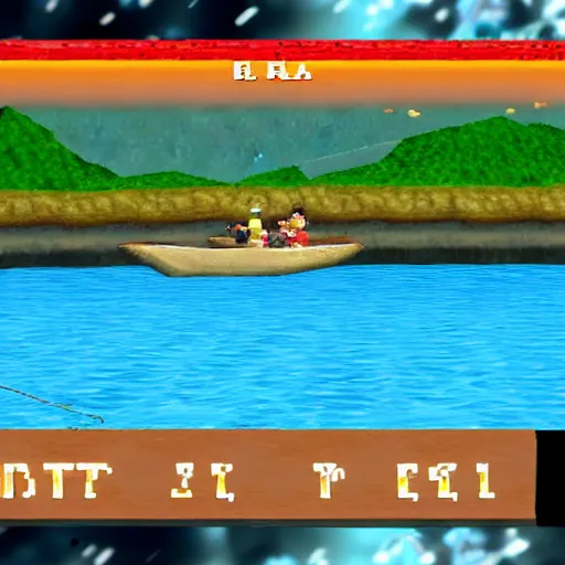 Prompt: screenshot of a nintendo 6 4 game about fishing