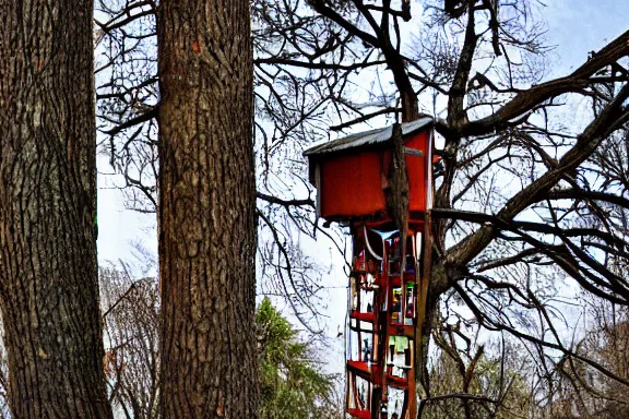 Image similar to a refrigerator in a tree