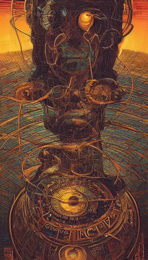 Prompt: The ancient oracle of wise readers, italian futurism, Dan Mumford, da vinci, Josan Gonzalez