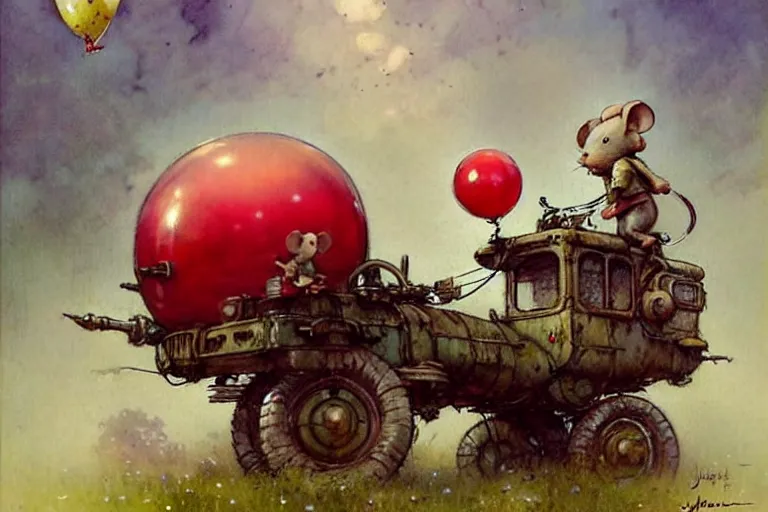 Image similar to adventurer ( ( ( ( ( 1 9 5 0 s retro future robot mouse balloon birthday wagon house. muted colors. ) ) ) ) ) by jean baptiste monge!!!!!!!!!!!!!!!!!!!!!!!!! chrome red