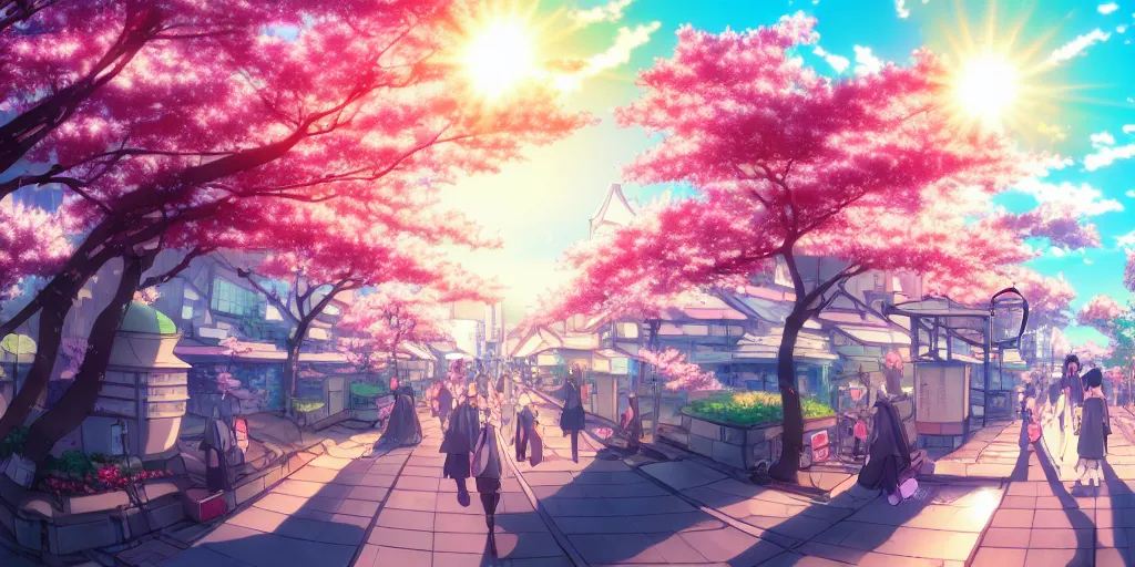 Spring, tree, girl, anime, manga, somei yoshinori, pink, HD wallpaper |  Peakpx