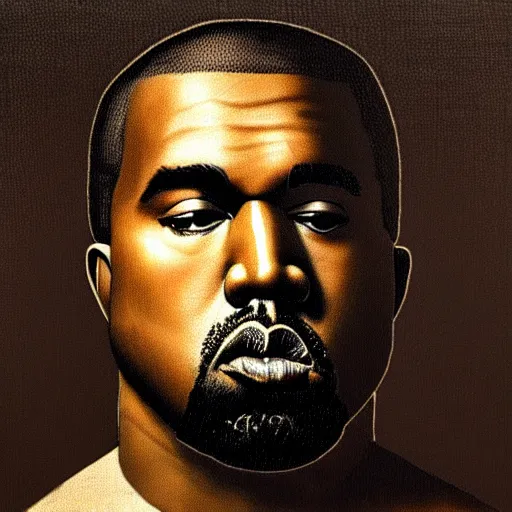 Image similar to a portrait of Kanye West in the style of Francisco Goya, dark, creepy, high contrast, nihilistic