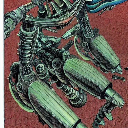 Prompt: beautifully colored combat mecha by m. c. escher, junji ito h. r. giger