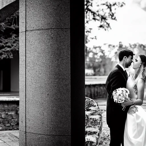 Image similar to realism black and white moody wedding photo minimalist