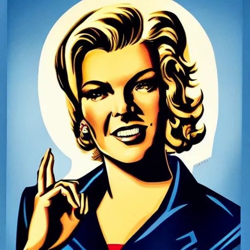 Prompt: megyn kelly, portrait, style of WWII propaganda poster, by shepard fairey