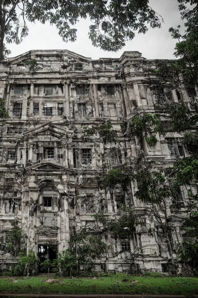 Image similar to a portrait of an abandoned de la salle university in the manila campus