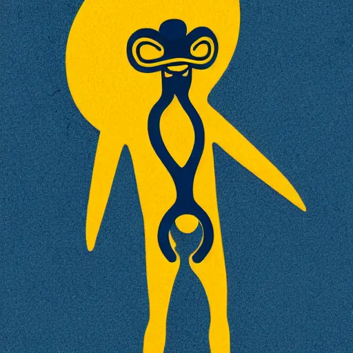 Image similar to human man that resembles a wasp morh in surreal sketch style, blue and yellow gradient, noise, ultrafine detail, hd 8k, logo illustration