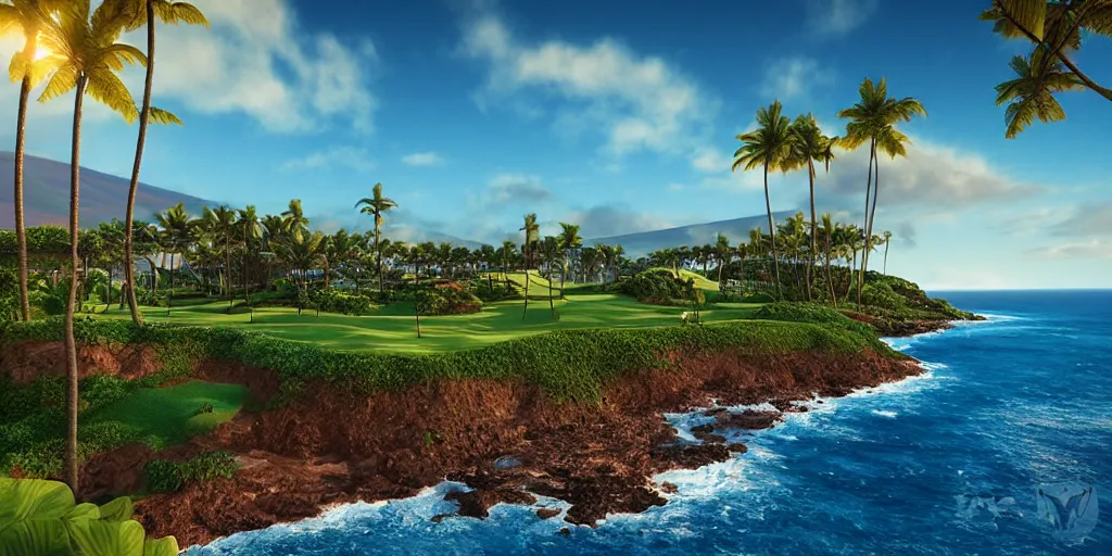 Image similar to Kapalua maui Hawaii, unreal 5, hyperrealistic, realistic, photorealistic, dynamic lighting, highly detailed, cinematic landscape, studio landscape, studio lighting