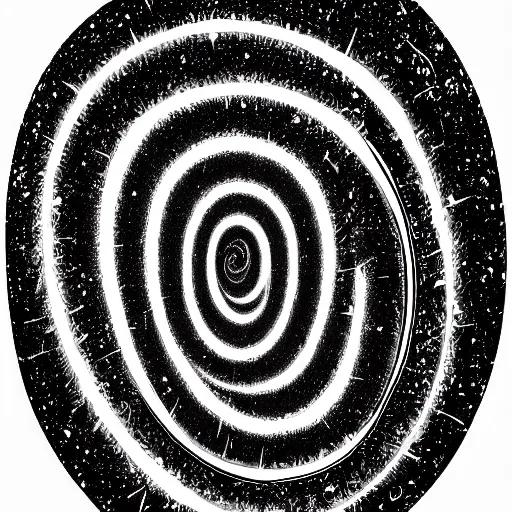 Prompt: black and white illustration spiral galaxy vector