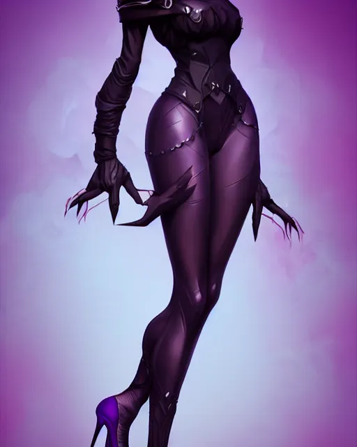 Image similar to ! dream dark witch with high heels, full - body and head view, highly detailed, zeronis style, artstation, soft light, sharp focus, illustration, character design, concept art
