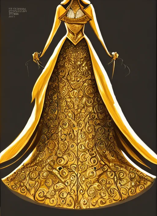 Prompt: regal dress, highly detailed, comic book, shimmering, concept art, golden-ratio, artstation, rule of thirds
