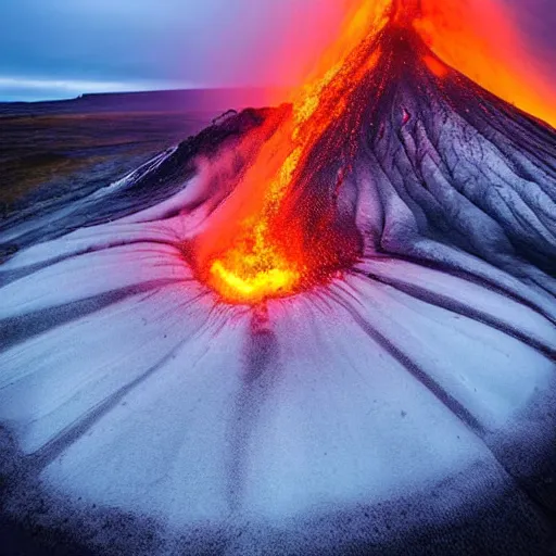 Prompt: Beautiful image of a volcanic eruption on Iceland, vivid colors, dramatic lighting, top post of all time on /r/EarthPorn subreddit