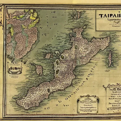 Prompt: map of thailand, fantasy, 1 7 th century, high accuracy, based on geographical map,