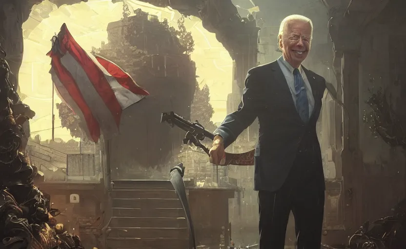 Image similar to highly detailed image of joe biden as a mason, in gta v, stephen bliss, unreal engine, fantasy art by greg rutkowski, loish, rhads, ferdinand knab, makoto shinkai and lois van baarle, ilya kuvshinov, rossdraws, tom bagshaw, global illumination, radiant light, detailed and intricate environment