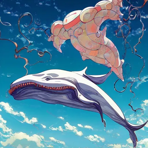 Prompt: maximalist vibrant sculpture of godly whale, painted by makoto shinkai takashi takeuchi studio ghibli, akihiko yoshida, yoshitaka amano, wangechi mutu, clean cel shaded vector art. shutterstock. behance hd by lois van baarle, artgerm, helen huang, rossdraws, illustration