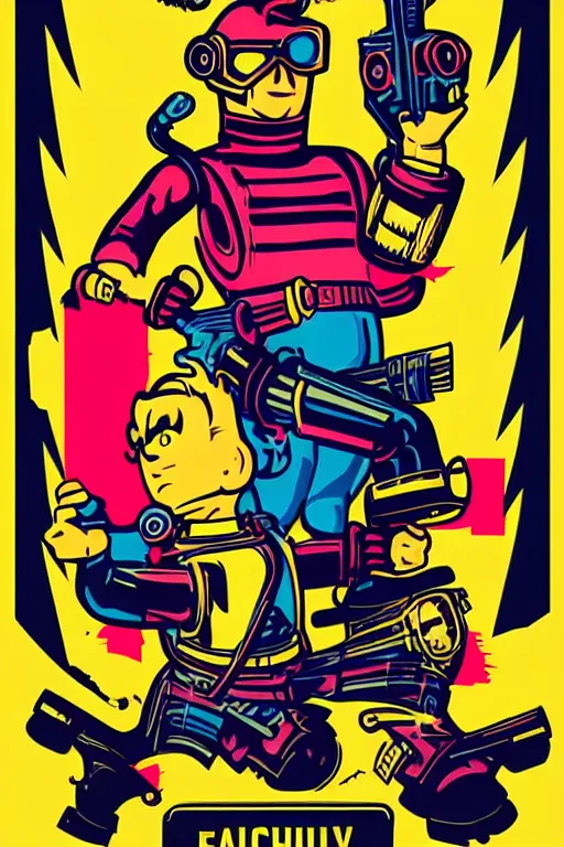 Image similar to fallout 7 6 retro futurist illustration art by butcher billy, sticker, colorful, illustration, highly detailed, simple, smooth and clean vector curves, no jagged lines, vector art, smooth andy warhol style