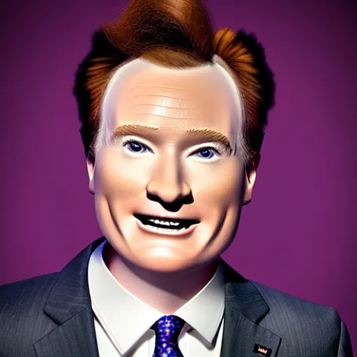 Image similar to photo portrait of the lovechild of conan o'brien, stephen colbert, jimmy kimmel, jimmy fallon, and seth meyers, realistic, hyperrealistic, 8 k resolution, hd quality, very detailed, highly detailed, intricate details, real life, real world, trending on artstation, digital art, really realistic, very realistic, headshot, head in frame, photograph, portrait