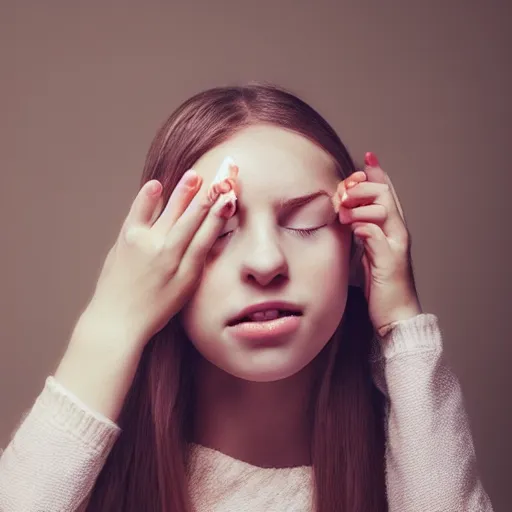 Prompt: a girl washing her face, photostock by Vasyl Dolmatov