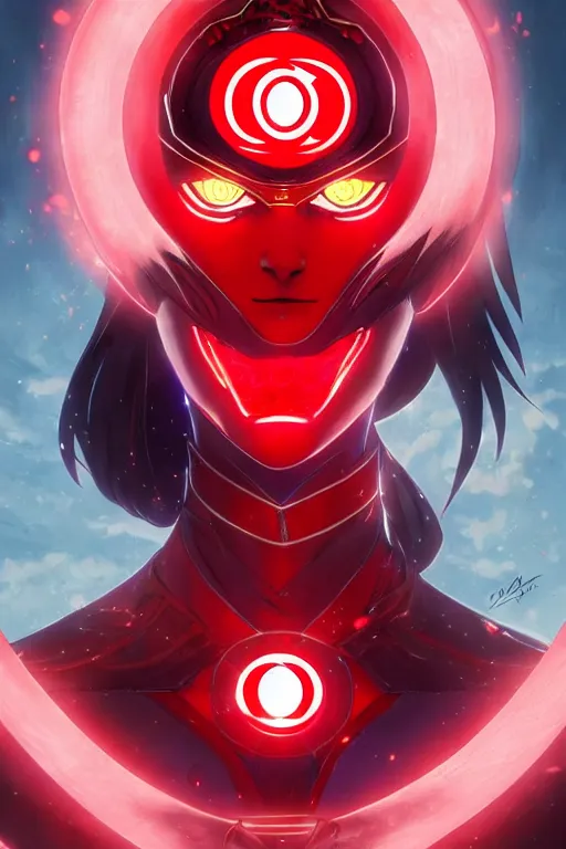 Image similar to anime key visual of a beautiful female red lantern!! intricate, red and black suit, glowing, powers, rage, anger, hate, dc comics, cinematic, stunning, highly detailed, digital painting, artstation, smooth, hard focus, illustration, art by artgerm and greg rutkowski and alphonse mucha