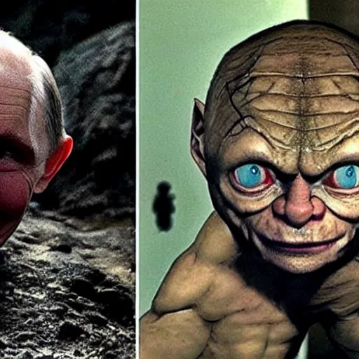 Image similar to putin as a gollum ftom lord of the rings