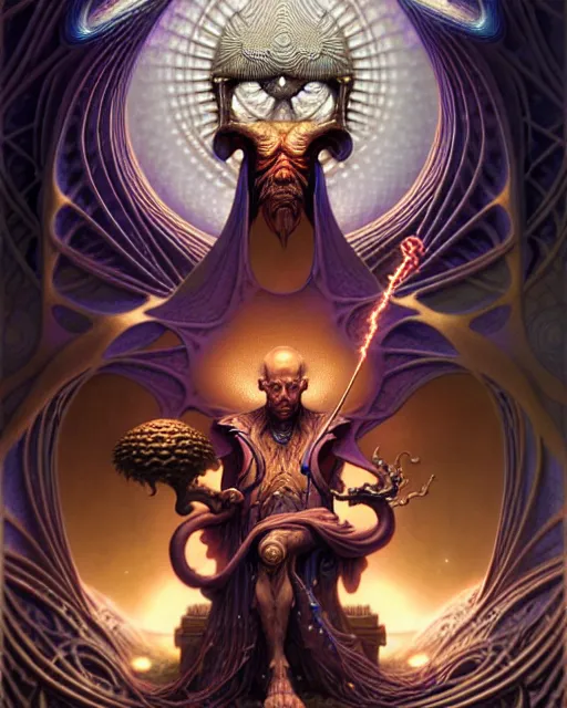 Image similar to the wise man tarot card, fantasy character portrait made of fractals, ultra realistic, wide angle, intricate details, the fifth element artifacts, highly detailed by peter mohrbacher, hajime sorayama, wayne barlowe, boris vallejo, aaron horkey, gaston bussiere, craig mullins